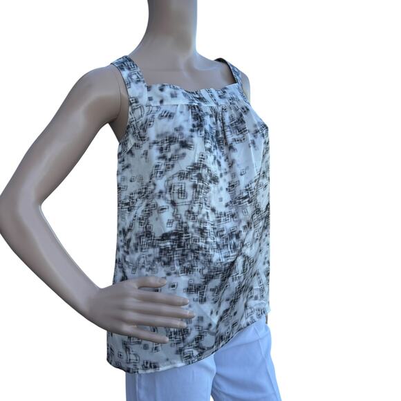 St. John S Silk Tank Top White Black Abstract Print Sleeveless Shell Resort 2015 - Picture 5 of 9